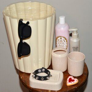 beauty love set grab bag misc lot junk drawer spike bracelet lotion heart bath